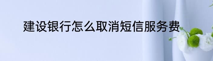 建设银行怎么取消短信服务费