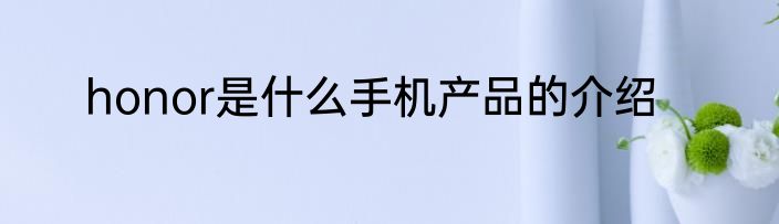 honor是什么手机产品的介绍