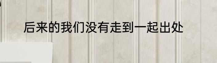 后来的我们没有走到一起出处