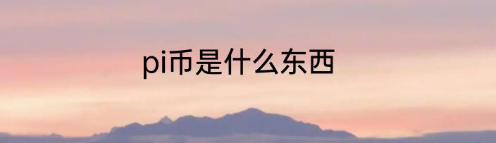 pi币是什么东西