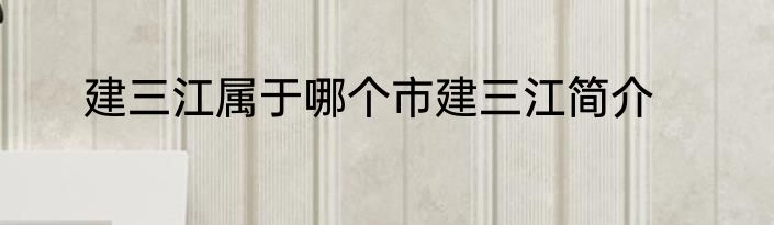 建三江属于哪个市建三江简介