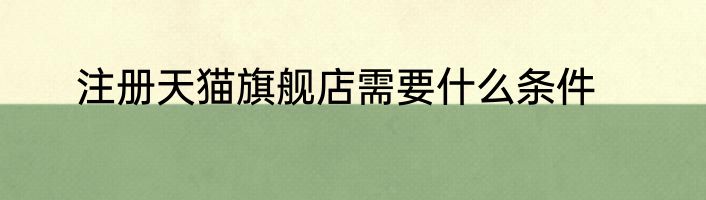注册天猫旗舰店需要什么条件