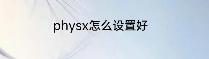physx怎么设置好