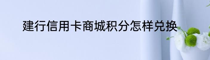 建行信用卡商城积分怎样兑换