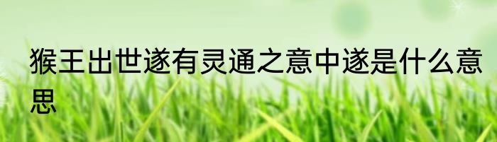 猴王出世遂有灵通之意中遂是什么意思
