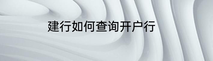 建行如何查询开户行