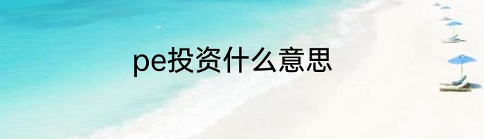 pe投资什么意思