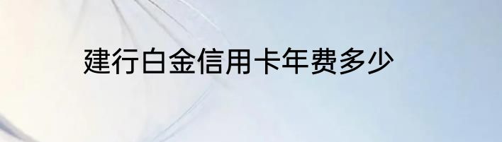 建行白金信用卡年费多少
