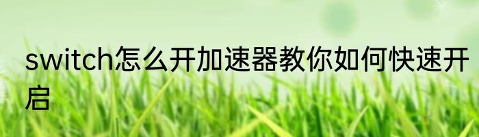 switch怎么开加速器教你如何快速开启