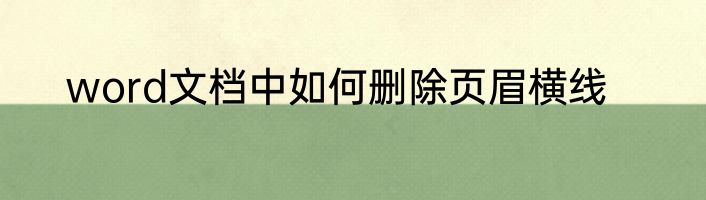 word文档中如何删除页眉横线