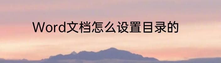 Word文档怎么设置目录的