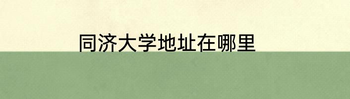 同济大学地址在哪里