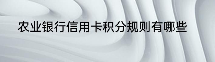 农业银行信用卡积分规则有哪些