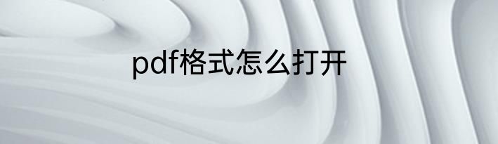 pdf格式怎么打开