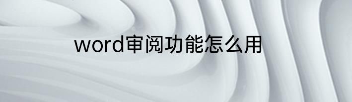 word审阅功能怎么用