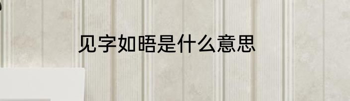 见字如晤是什么意思