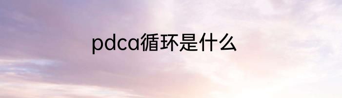 pdca循环是什么
