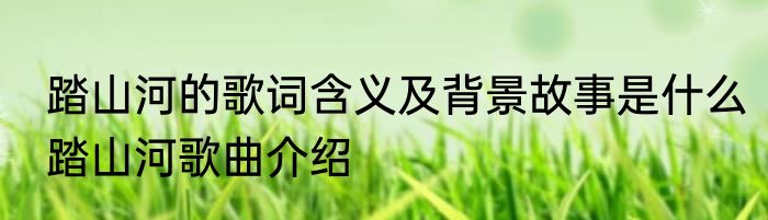 踏山河的歌词含义及背景故事是什么踏山河歌曲介绍