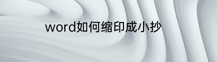 word如何缩印成小抄