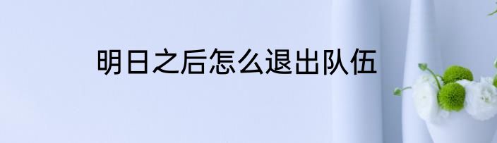 明日之后怎么退出队伍