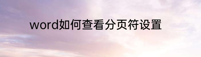 word如何查看分页符设置
