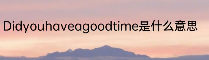 Didyouhaveagoodtime是什么意思