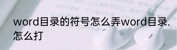 word目录的符号怎么弄word目录.怎么打