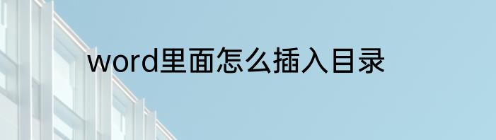 word里面怎么插入目录