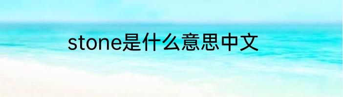 stone是什么意思中文