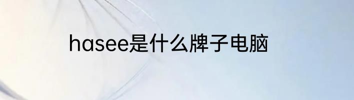 hasee是什么牌子电脑