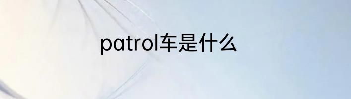 patrol车是什么