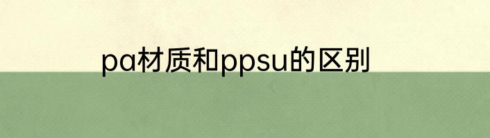 pa材质和ppsu的区别