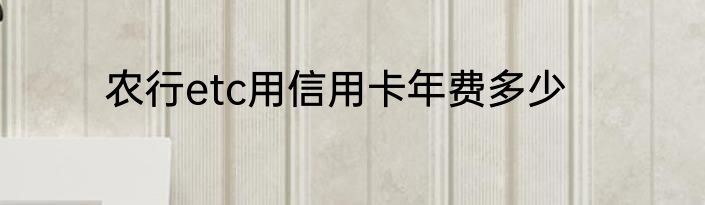 农行etc用信用卡年费多少