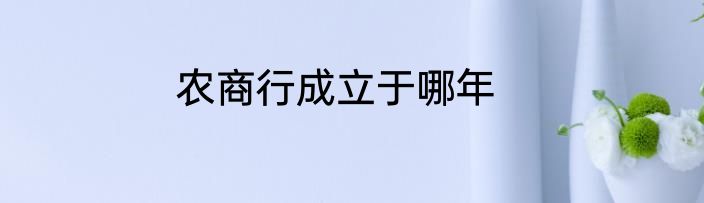 农商行成立于哪年