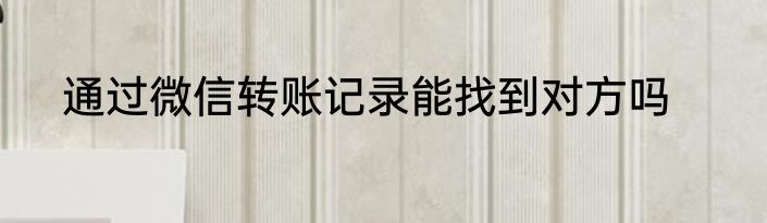 通过微信转账记录能找到对方吗