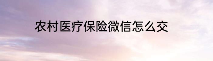农村医疗保险微信怎么交