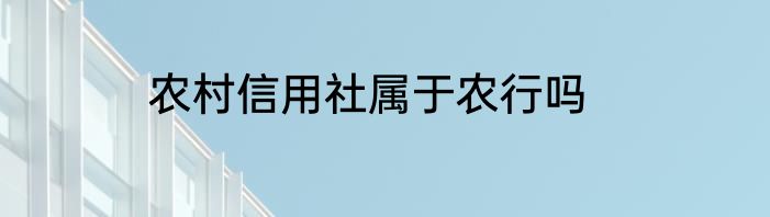 农村信用社属于农行吗