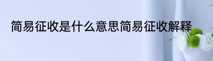 简易征收是什么意思简易征收解释