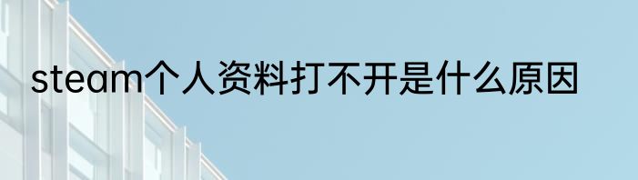 steam个人资料打不开是什么原因
