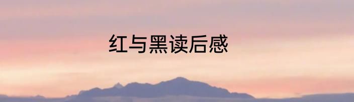 红与黑读后感