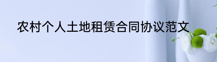 农村个人土地租赁合同协议范文