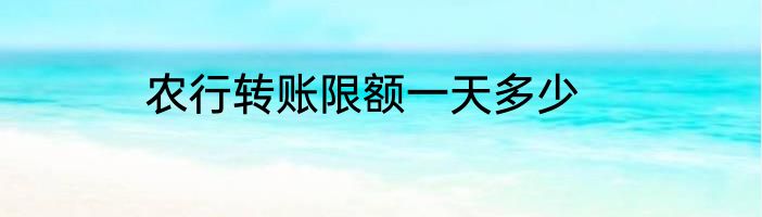 农行转账限额一天多少