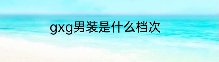 gxg男装是什么档次