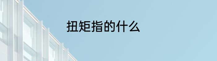 扭矩指的什么