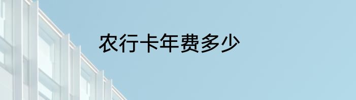 农行卡年费多少