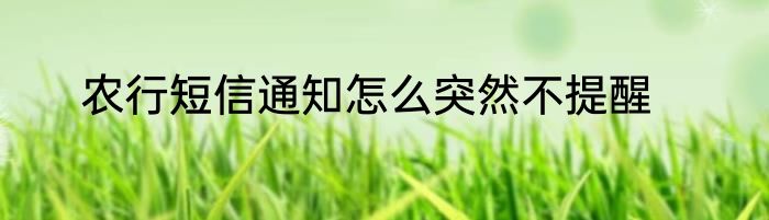 农行短信通知怎么突然不提醒