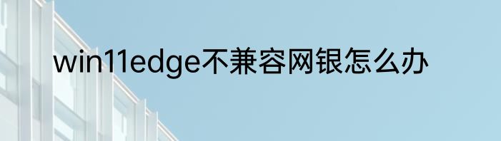 win11edge不兼容网银怎么办
