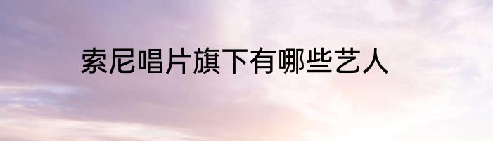 索尼唱片旗下有哪些艺人
