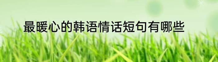 最暖心的韩语情话短句有哪些