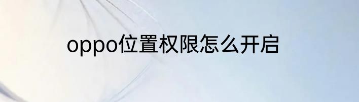 oppo位置权限怎么开启
